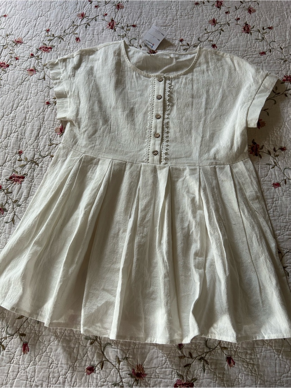 Kids Cream Button-Front Dress Top